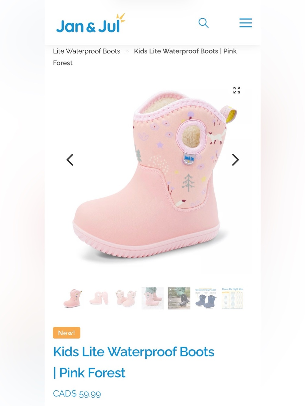 Pink Forest Kids Waterproof Snow Boots